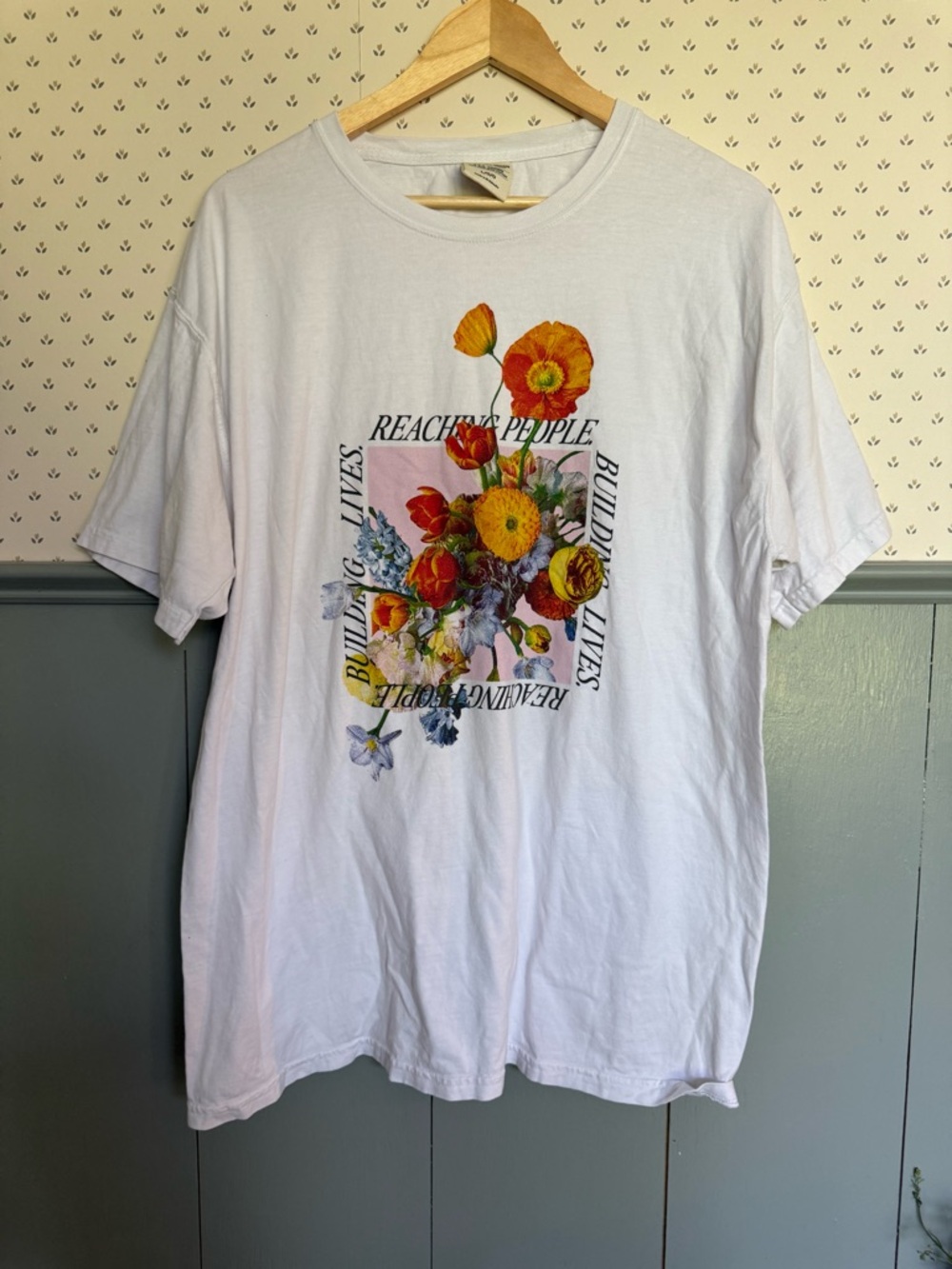 Hanes ComfortWash White Tee with Subtle Printed Detail